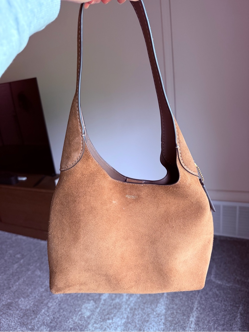 Coach Tan Suede Brooklyn Shoulder Bag